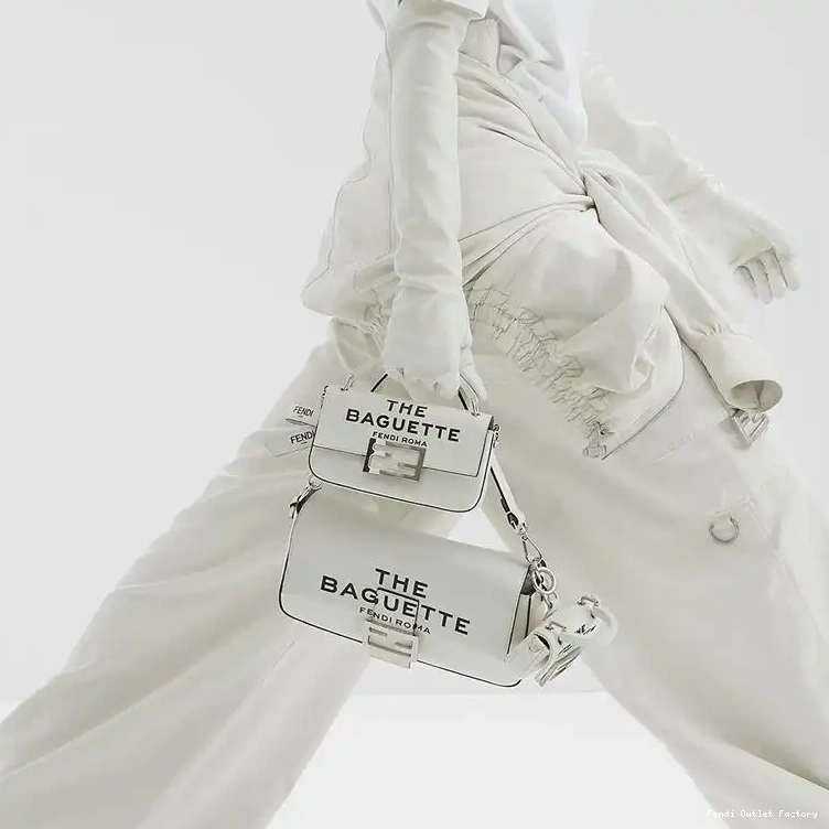 Affordable HOT In Bag Baguette Leather Baguette Medium Motif Nappa White Fendi The 0701
